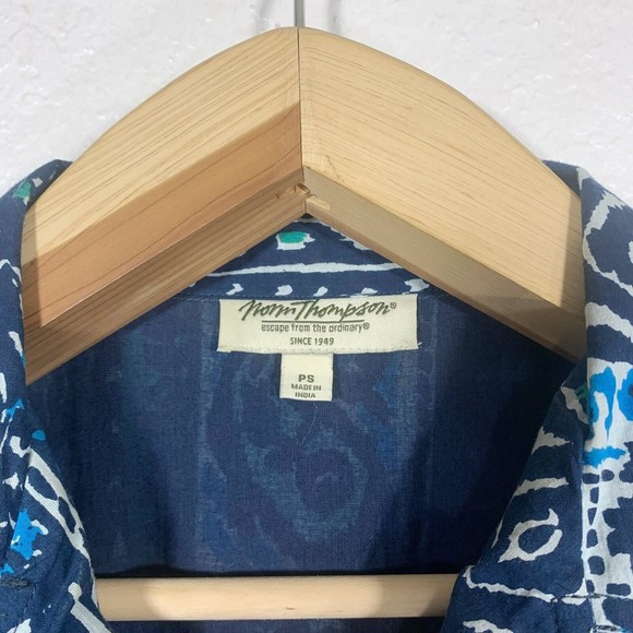 Norm Thompson Tribal Button Up Sleeves Collar Skater Dress Size Petite Small - Picture 10 of 10